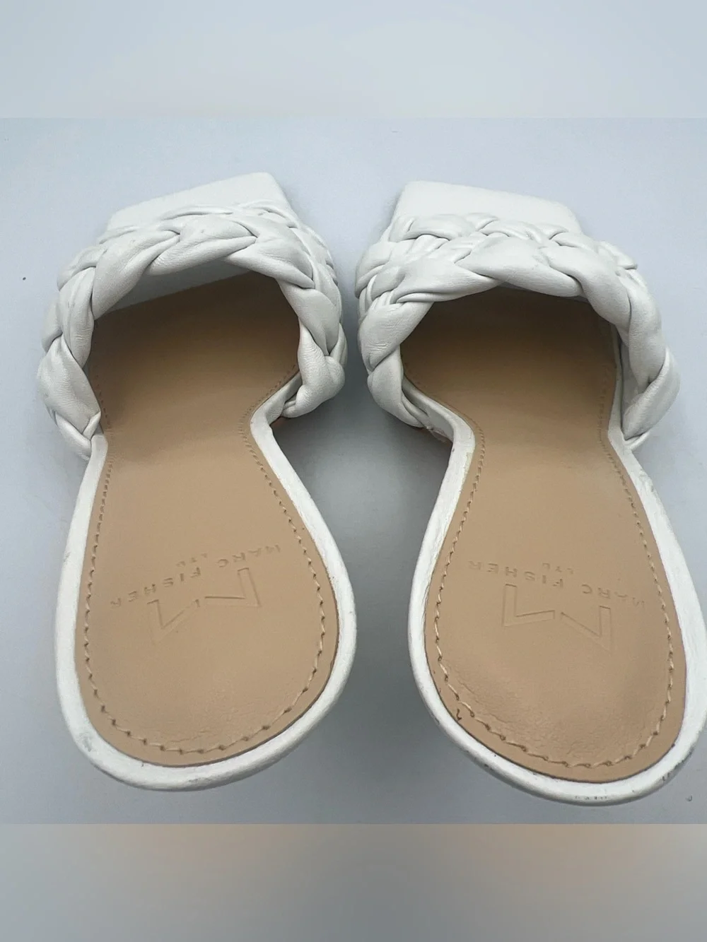 MARC FISHER LTD Draya Slide Sandal Leather Upper Textured Braided Women’s Size 8